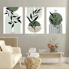 Poster Astratto Mid-Century Verde Nero Beige Moderno Botanico Decorazione Murale Soggiorno Camera da Letto 3 Pezzi Salvia Arte Boho