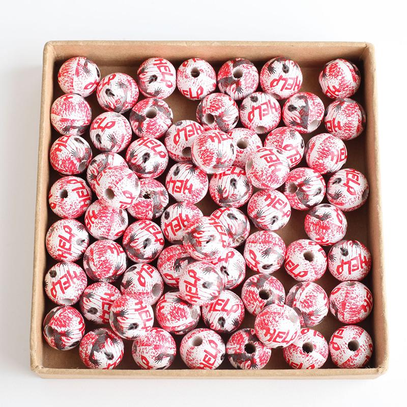 

20pcs Wooden Halloween Beads Horror Eyes Ball Bead Wood Bloody Eye Bracelet Necklace DIY Accorrory Halloween Party Favors