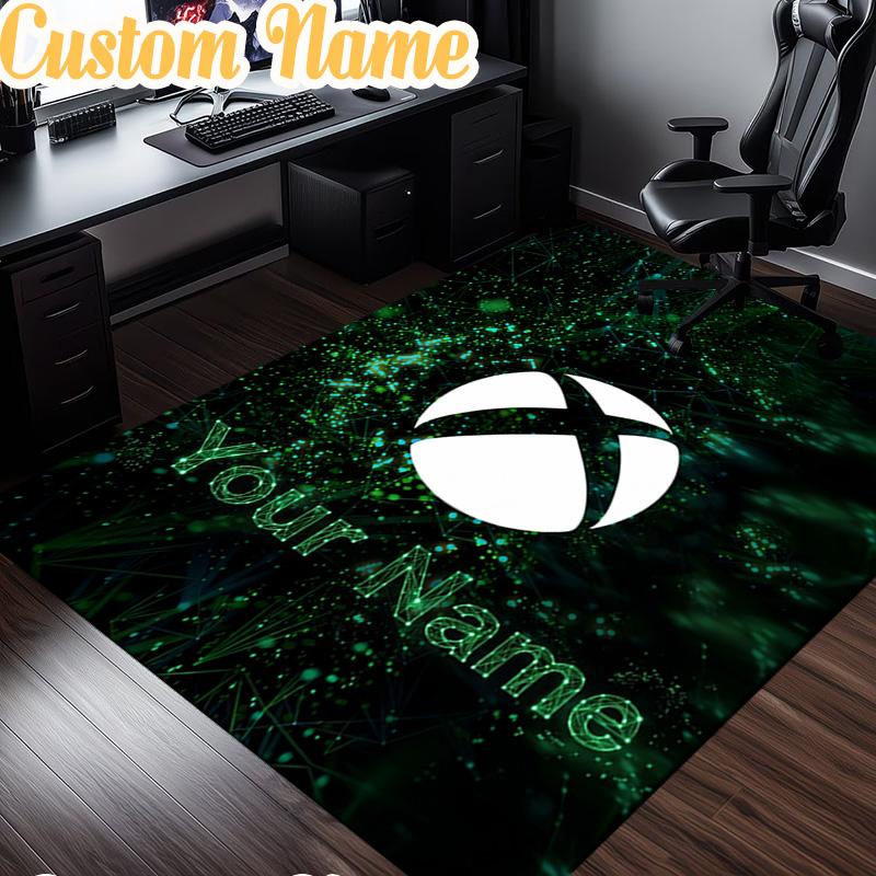 Custom Name Game box Neon Logo Rug, Office Rug, Chair Rug, Carpet for Living Rooms, Doormat Game Rug Home Decor Christmas Gifts