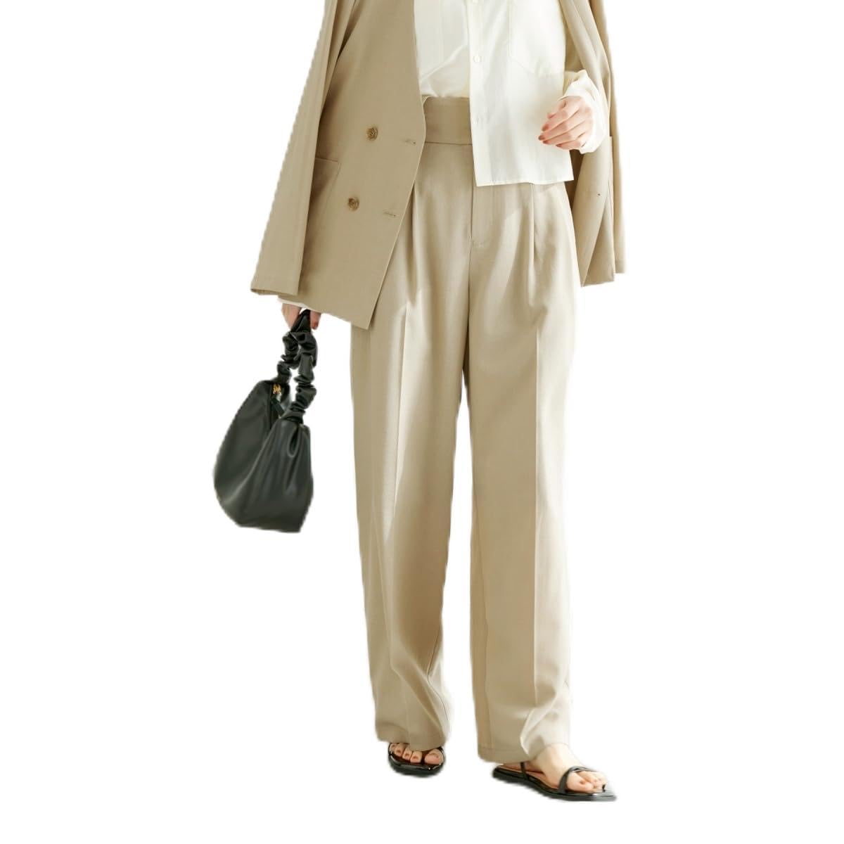 ROPE PICNIC sheer Beige 38 Set-up compatible/Linen-like high-waisted wide-leg pants/UV protection, (27)
