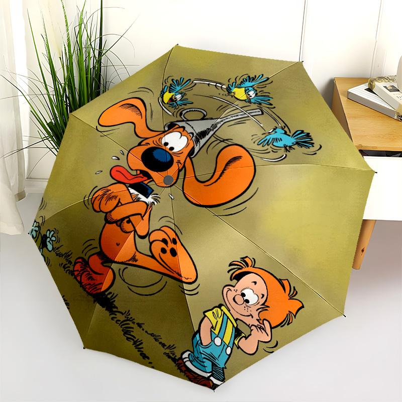 Bole and Bill Pattern, Automatic Folding Umbrella, Portable and Foldable Design, 8 Ribs, a Christmas or Birthday Gift.