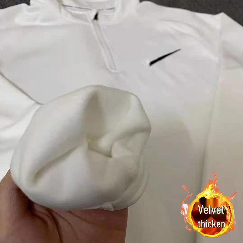 Top de Antrenament Rezistent la Vânt, cu Mânecă Lungă, cu Uscare Rapidă, pentru Bărbați și Femei, pentru Toamnă/Iarnă - Cu Fermoar pe Jumătate, Echipament pentru Alergare și Fitness