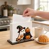 Paper Towel Storage Rack Halloween Wooden Napkin Holder for Table, Ghost Pumpkin Black Cat Standing Decorative Stand Dispenser, Kitchen Dining Table