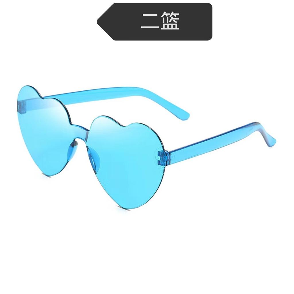 Peach Heart Sunglasses Love Glasses Trend Frameless One-Piece Marine Film Dazzling Color Sunglasses