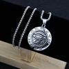 Eye Of Horus Round Pendant Necklace For Men Women Silver Retro Rune Hip Hop Punk Stainless Steel Chian Fashion Jewlery