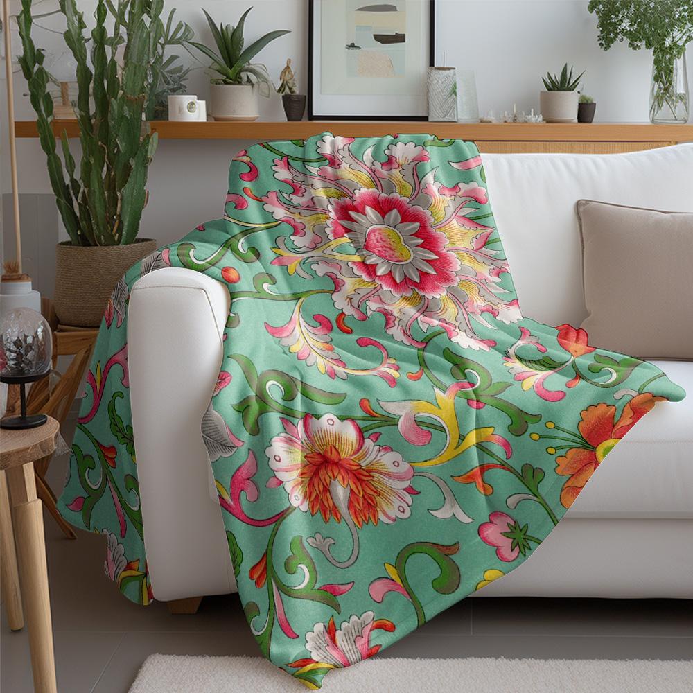 Floral Pattern Blanket Soft Fleece Throw Blanket Bed Sofa Decorative Throw Cover Gift