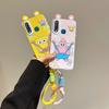 KEYSION Cute Ear Cartoon Case for VIVO Y17 Y15 Y12 with Lanyard Soft Silicone+PC Shockproof Phone Back Cover for VIVO Y11 2019