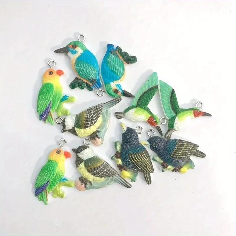 10 Stück Helle Spatzen Papageien Kolibris Harz Anhänger Cartoon Vogel Tier Kleiner Anhänger DIY Bastelbedarf für Ohrring Schmuckherstellung