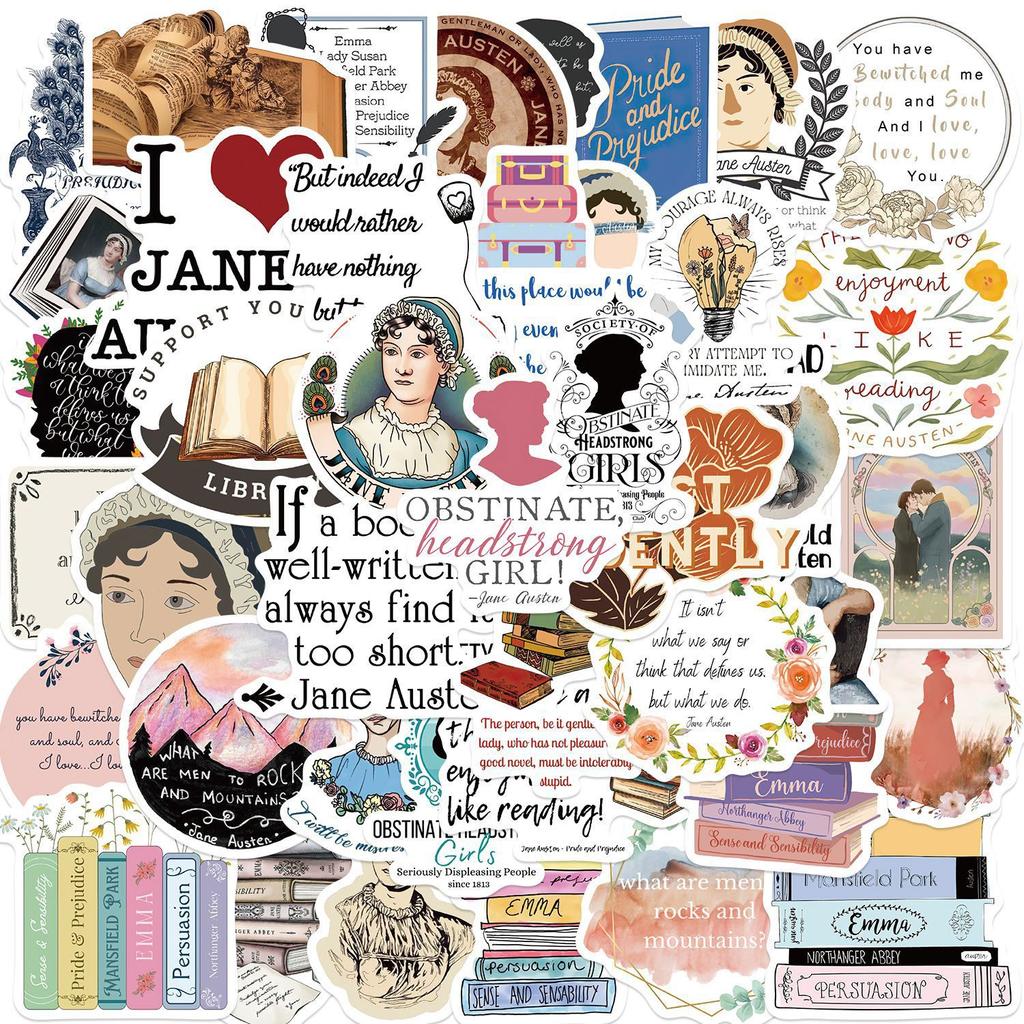 50 Photos of British Novelist Jane Austen Sticker Bag Ipad Water Cup Notebook Ins Creative Stickers