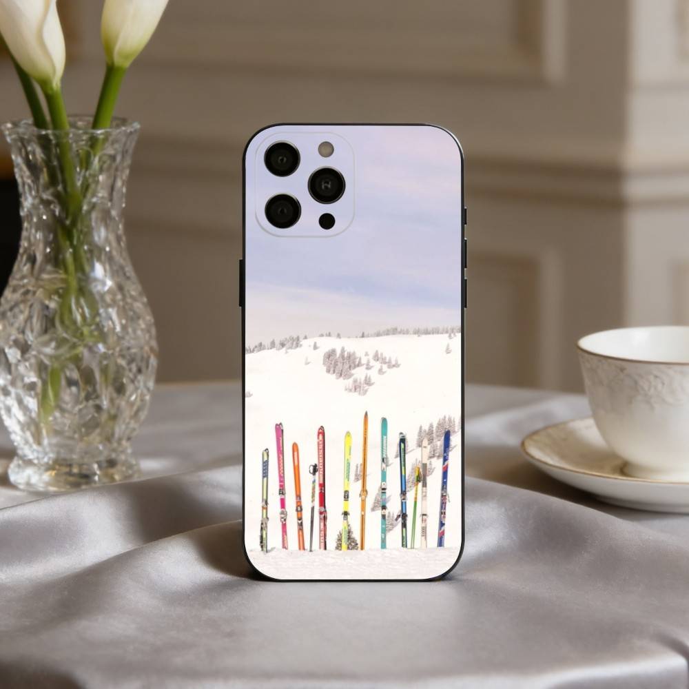 S-Schneeberg S-Skifahren Ski Handyhülle Für iPhone 17pro, 16,15,14,13,12,11 X XR Plus,Andere Weiche Schwarze Hülle