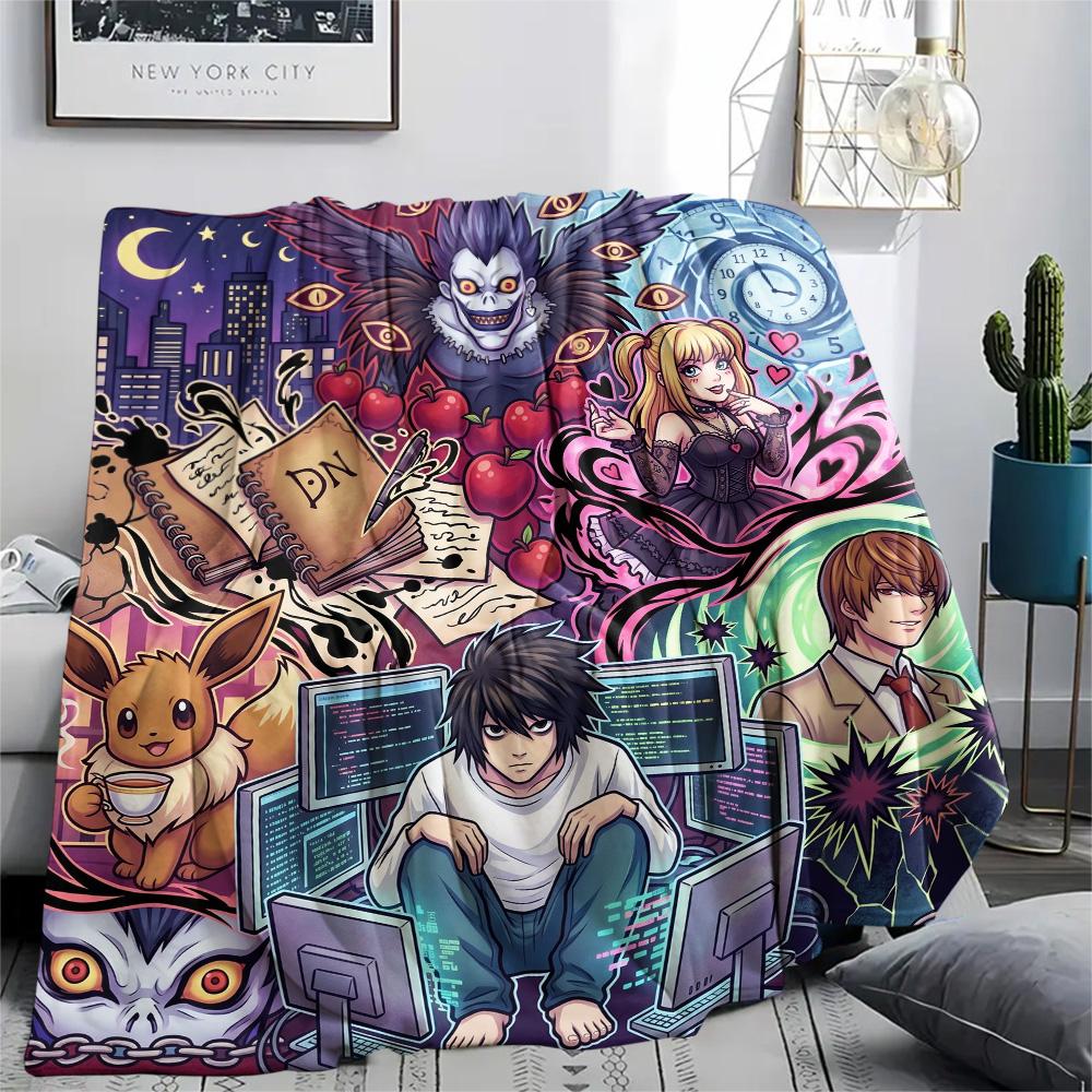 Death Note Print Flannel Blanket, Ultra Soft High Quality All Seasons Warm Throw, Home Decor Cozy Blanket, Perfect Christmas Gift