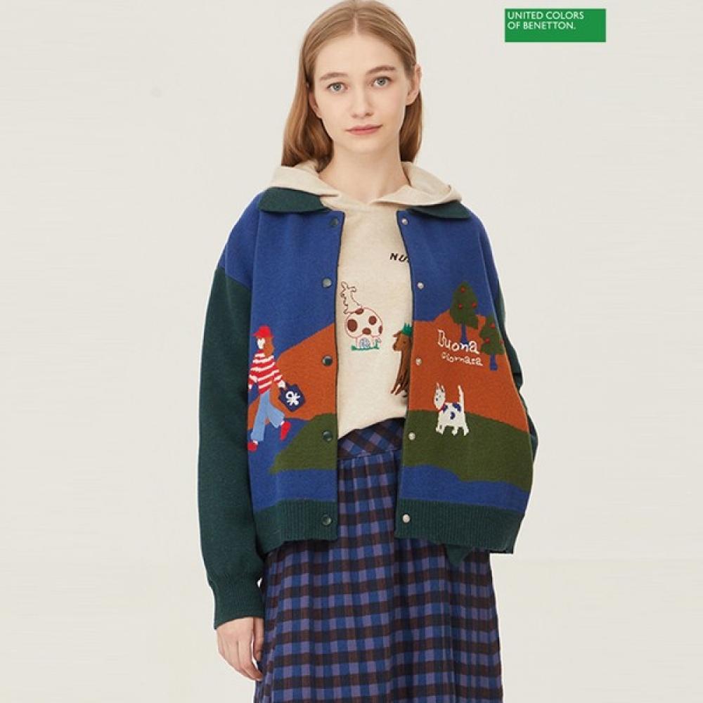 

Benetton Benetton бейсбольный вязаный кардиган Bakca4461 Gn painted/OS