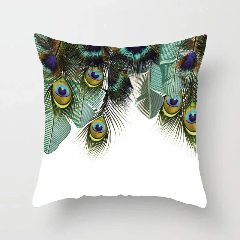 45*45cm Creative Peacock Feather Series Pillowcase Art Life Home Decoration Sofa Office Seat Waist Cushion  Cover