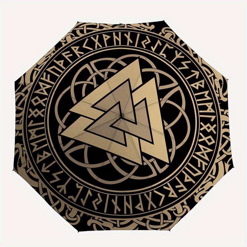 Viking Valknut Symbol Norse Runes Decorative Sticker DecalUmbrella, Portable 3-Fold Compact Umbrella,Christmas Gift ES452
