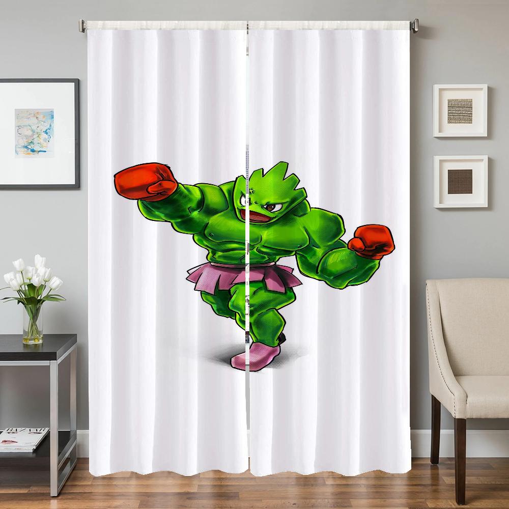 Home Interior Kitchen Curtains for Living Room 2 Pieces Blackout Curtains Door Curtain P-pokemon-n Partition Bedroom Decoration