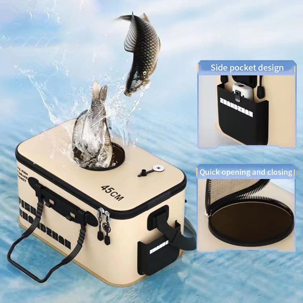 Foldable Live Fish Bucket Fishing Bucket Outdoor Multifunctional EVA Fishing Bag Live Fish Bait Bucket Wild Organizing Bag