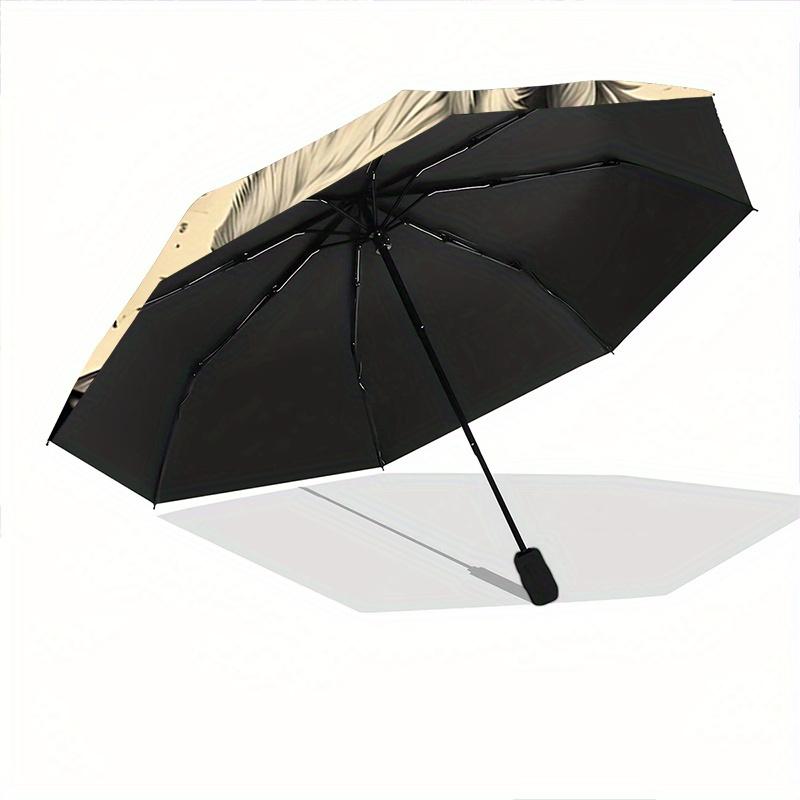 1pc Yin Yang Wolf Pattern Automatic 3-Fold Umbrella, 8 Iron Frames, High-Value Folding Umbrella, Suitable for Office, Travel and Outdoor Adv