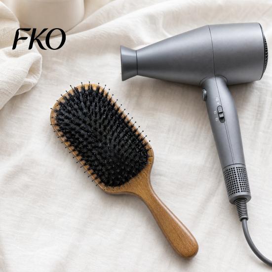 Tangle Remover Brush Air Cushion Hair with Wooden Handle, Gentle Scalp Massage Boar Hairbrush Bristles Brush, Anti-static Detangling Paddle