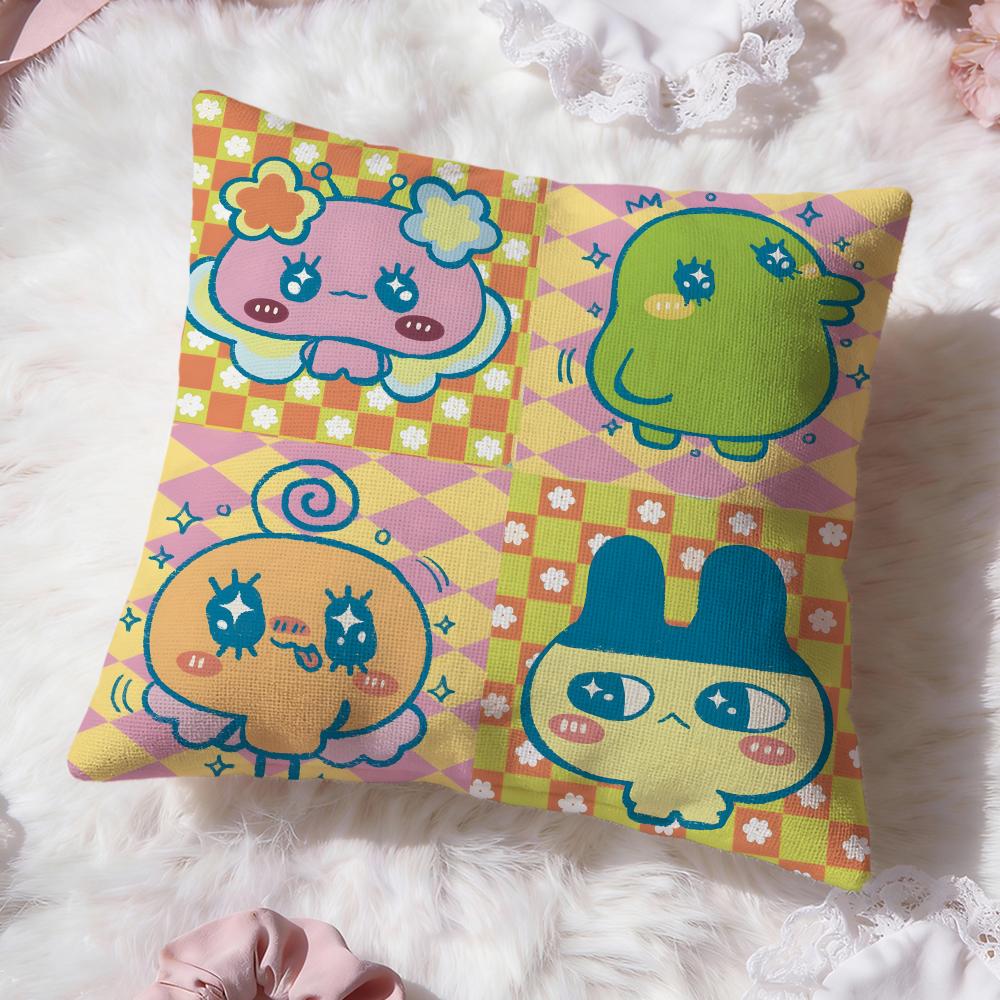Cute Cartoon Tamagotchi Cushion Cover Premium Comfort Reversible Pillow Cove -Two In One Design For Any Room & Car Interior