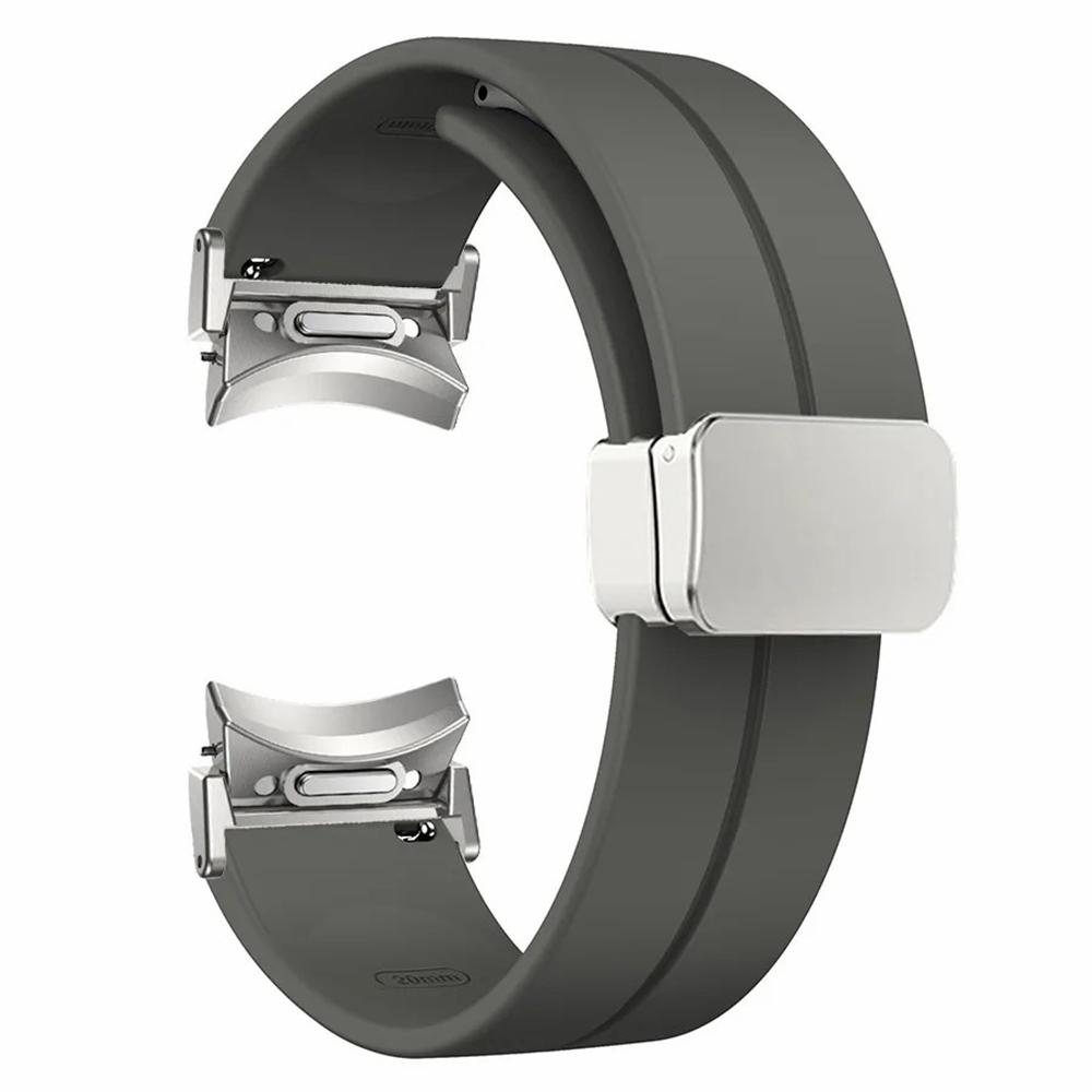 

For Samsung Galaxy Watch FE 40mm/Watch4/Watch 5/Watch6 Wrist Strap Soft Silicone Watch Band with Magnetic Buckle Space Grey