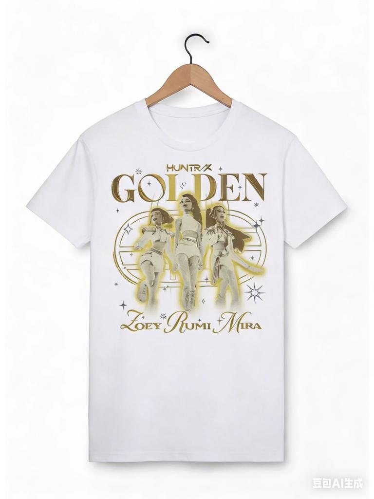 2026 KPop Demon Hunters Huntrix Trio d'Oro Maglietta Uomo Donna Cotone Streetwear Manica Corta 2026 Estate Stampa Maglietta alla Moda