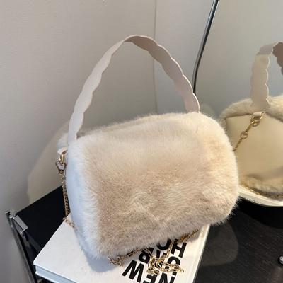 Ausländische Plüsch tragbare kleine Tasche Damen Retro Mode Messenger Bag Mode tragbare Haartasche