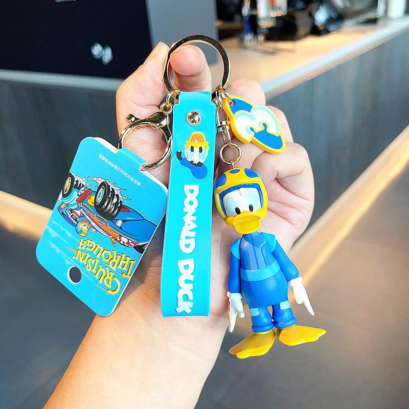 

Adorable Pvc Mickey Minnie Keychain Durable Silicone Cartoon Donald Daisy Bag Charm Blue Donald