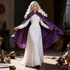 Mantello Medievale di Velluto per Spettacolo Teatrale con Bordatura Dorata e Tema Fantasy per Adulti