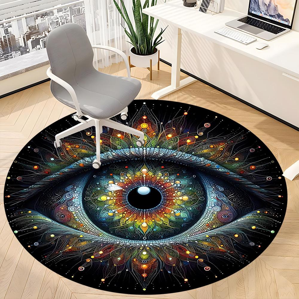 1pc Psychedelic Eye Print Chair Carpet for Office Non-Slip, Machine Washable Rug for Office, Room - Holiday Decor, Machine Made yy251016069