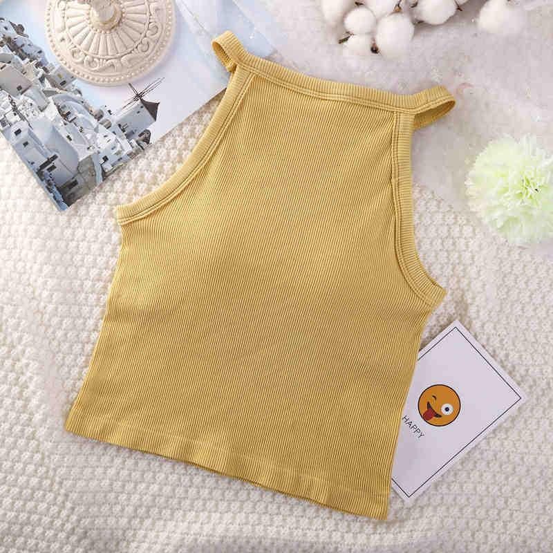 Korean Style Spicy Halter Neck Tank Top with Chest Pad and Beautiful Back Design