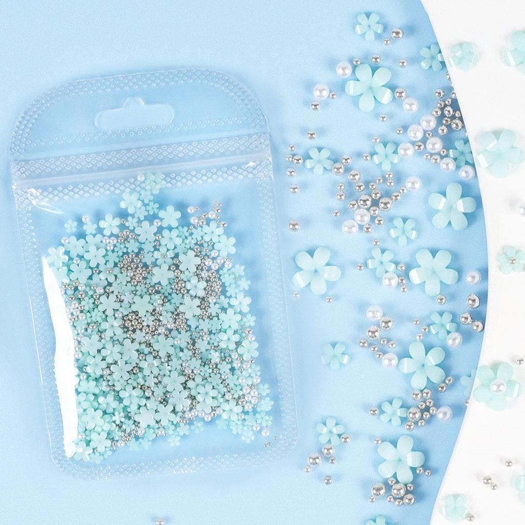 3D pryskyřičné nehtové umění květiny smíšené perlové kameny kamínky dekorace pro DIY manikúra příslušenství potřeby přívěsky díly