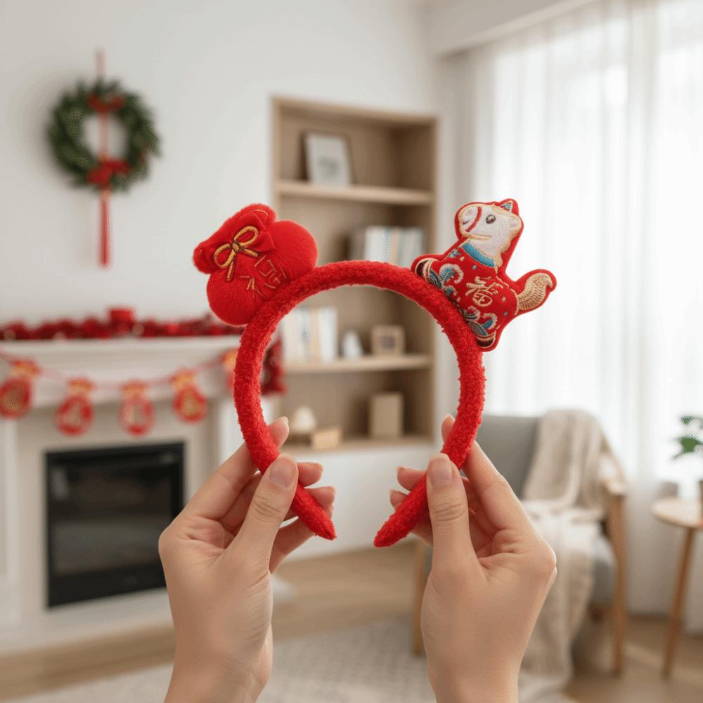 Kreslená obruč do vlasů s koňským ohonem Pony Novoroční pokrývka hlavy Sladká 2026 Novoroční čelenka Foto rekvizita