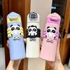 Double Drink Red Panda Large Capacity Kettle Thermos Cup Children's Cartoon Cute Straw Cup Portable Rope Water Cup