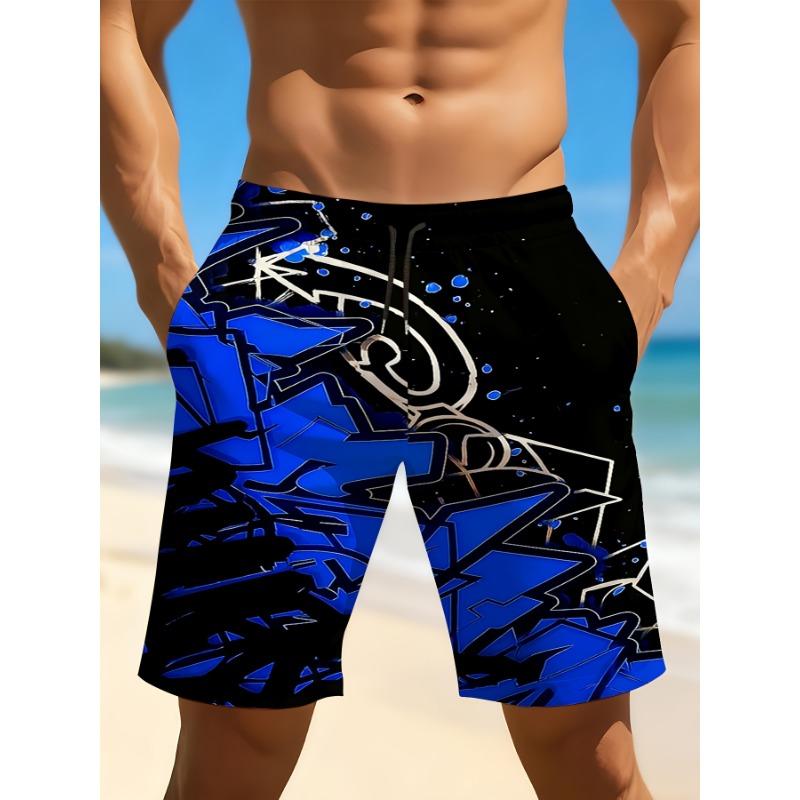 

Summer must-have men s swimming trunks with 3D print - Pocket swim shorts, drawstring waistband - Lightweight beach shorts suitable for surfing S