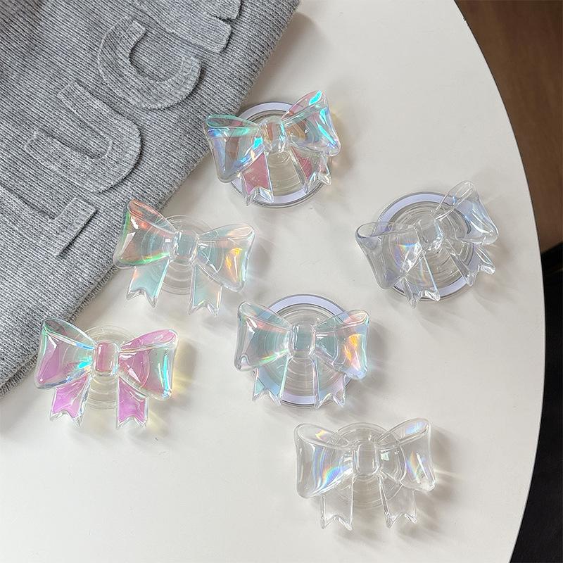 Colorful Magnetic Bow Phone Holder with Airbag, Korean Style for Women