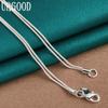 925 Sterling Silver Snake Chain Bead Pendant Necklace Fashion Jewelry