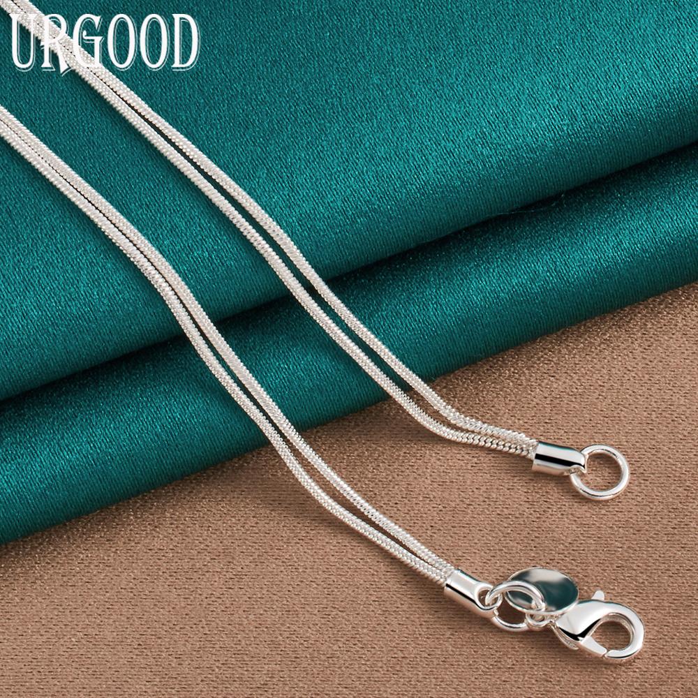 925 Sterling Silver Snake Chain Bead Pendant Necklace Fashion Jewelry