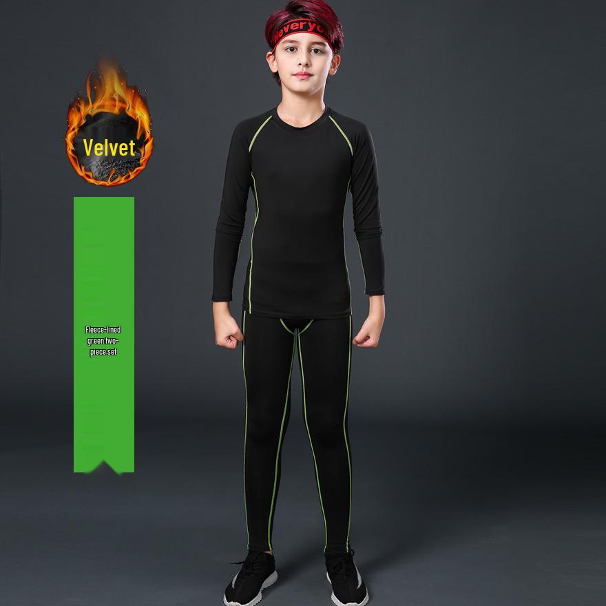 

Детский спортивный комплект на флисовой подкладке: Быстросохнущая футболка, леггинсы для йоги и баскетбольная форма Size 32