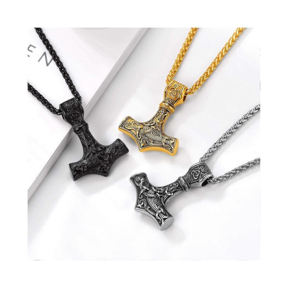 Men Amulet Necklace-thor's Hammer Pendant with Chain, 55+5cm Adjustable, Jewelry -stainless Steel