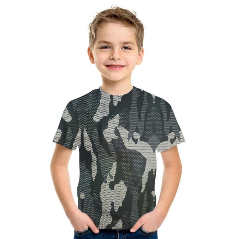 Kinderkleidung Camouflage Farbe 3D-Druck T-Shirt Jungen Mädchen Kleidung 2-10 Jahre Kind Baby Rundhals Oberteil Sommer Outdoor Spielkleidung