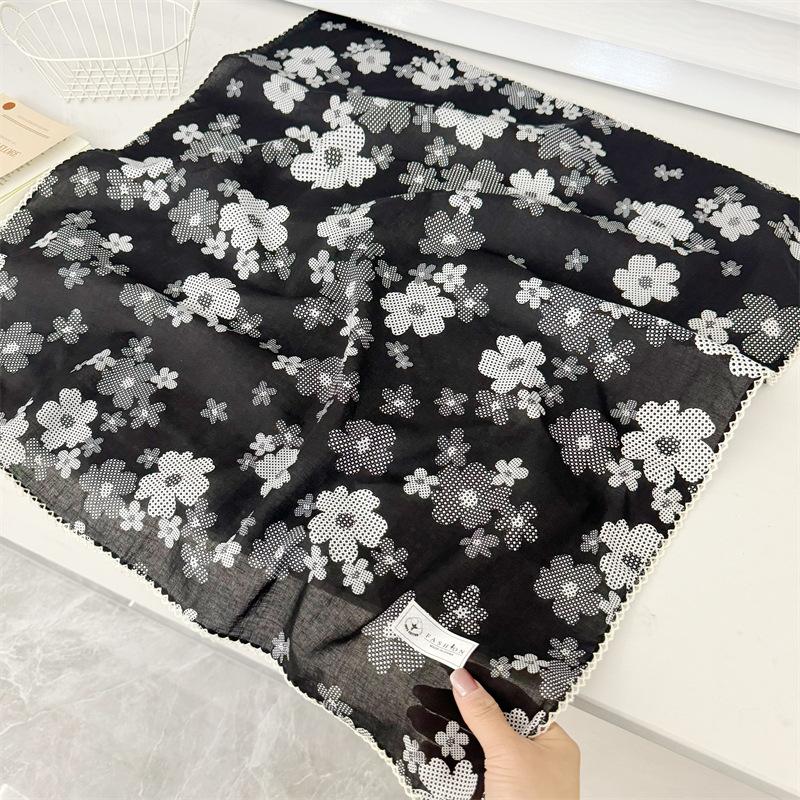 Square Scarf Women High Quality Bandana Female Headkerchief cotton linen Feeling Neckerchief Hijab Shawl Warps Summer Scarves