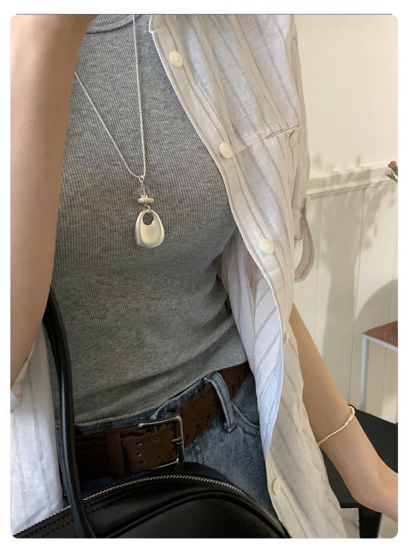 Matte Minimalist Pendant Necklace - Personalized Layered Aesthetic Chain Accessories