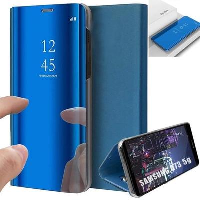 Protective Case - BOOLING - for Samsung Galaxy A73 5G - Mirror Effect - Translucent Window - Shockproof Blue