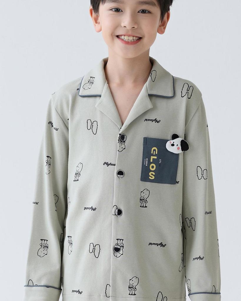 Lulu Jungen Langarm Baumwollpyjama - Cartoon-Stil für Frühling und Herbst