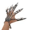 Gotycki Punk Rękawica Ręka Szkieletu Regulowany Metalowy Pazur Palca Szkielet Pełne Pierścienie na Palce na Halloween Cosplay i Imprezę