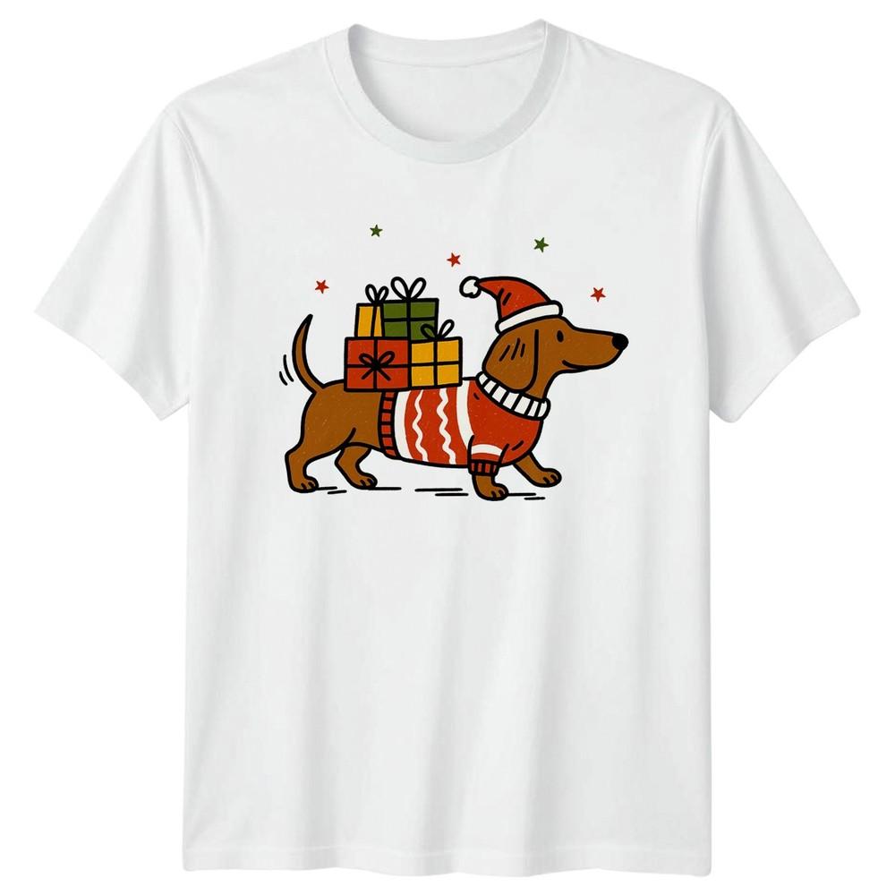 Christmas Dachshund Dog Presents Holiday Unisexs TShirt Unisexs Tee Graphic Top S