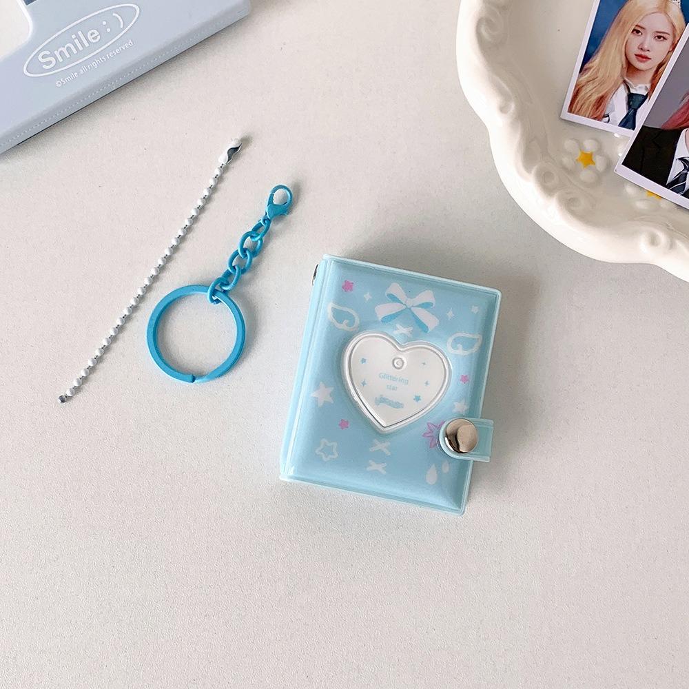 Snap Closure Photo Album Keychain Album Book Portable Mini Photocards Holder
