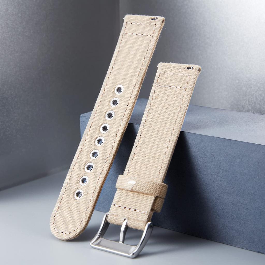 Watch Strap Canvas Quick Release Cloth Watch Band 18mm 20mm 22mm 24mm Watch Band Replacement Strap Highly Breathable Smart Watch Strap Unisex 7 Colors