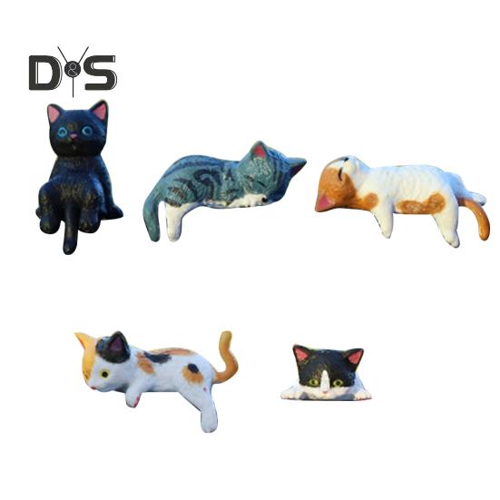 5 ks kočičí ozdobná pryskyřice ručně malovaná mini figurka kočky Sběratelská miniaturní socha kočky do auta Dekor obrazovky centrálního ovládání Dárek pro milovníky koček