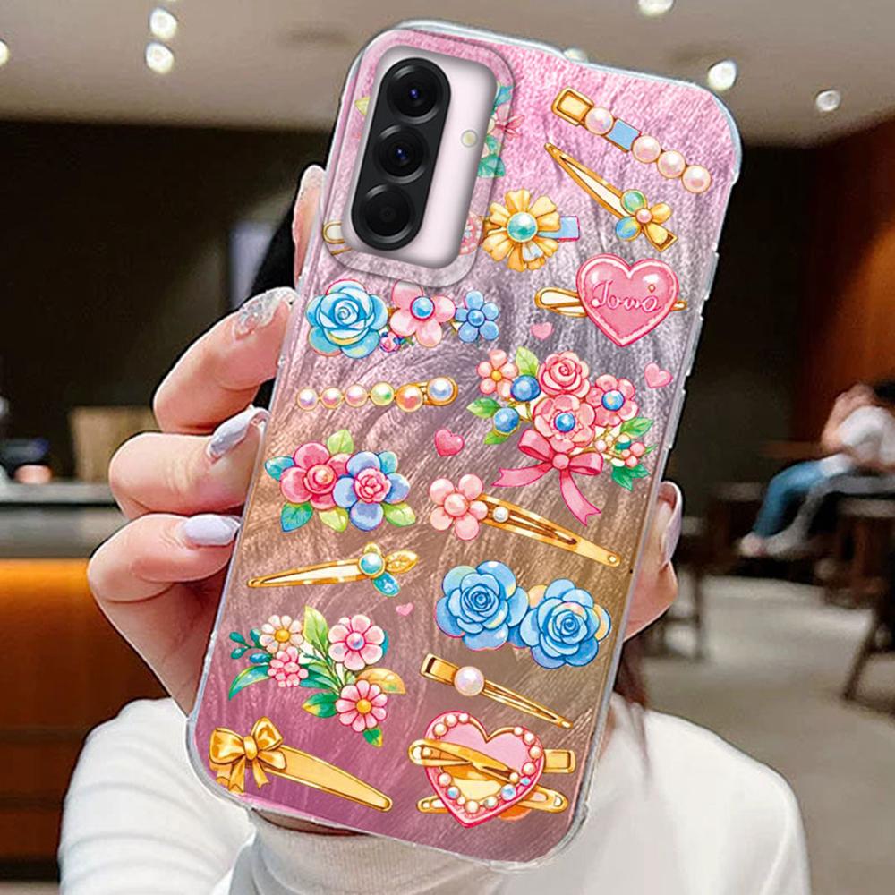 Blue Bow Green Heart Love Phone Cases For Samsung Galaxy A56 A26 A36 A16 A55 A25 A15 A35 S25 S24 Silicone Couple Fundas Cover